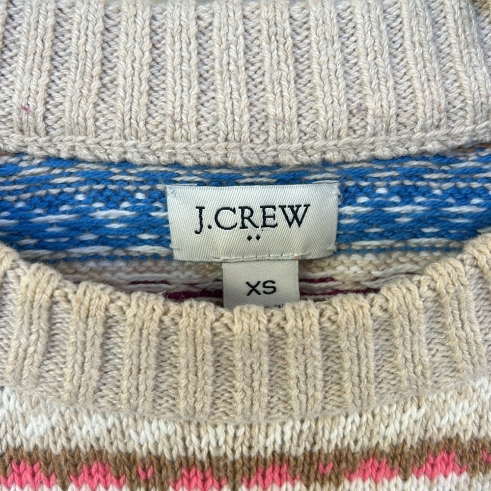 J Crew wool Fair Isle Knit Crewneck sweater size xsmall Ercu Multicolor EUC - Picture 4 of 11